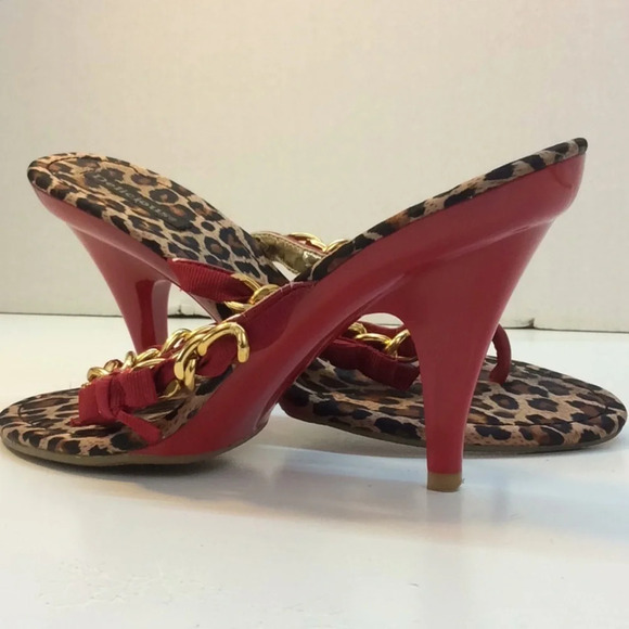 Delicious Red, Gold& Leopard Sandals with Red Sole - Picture 1 of 16
